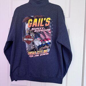 Harley-Davidson - Light Blue/Gray Zip Sweatshirt - Excellent Condition - Cotton
